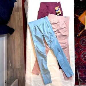 Asics Nagino Seamless Tight Burgundy NWT ,2 Run Tights Blue,Pink NWOT Size S